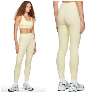 Sporty & Rich Logo Athletic Legging Pant Yellow Faded Sun XS 0-2